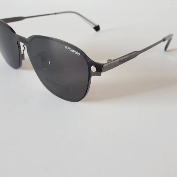NWOT Polaroid gunmetal charcoal grey glasses with magnetic clip on lenses - Picture 5 of 10